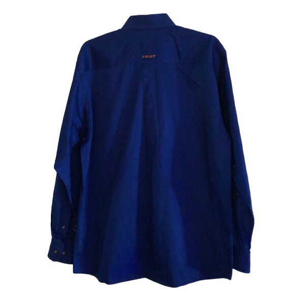 Ariat Solid Twill Classic Fit Button Down Shirt Mens Sz M Ultramarine Blue New - Picture 8 of 16